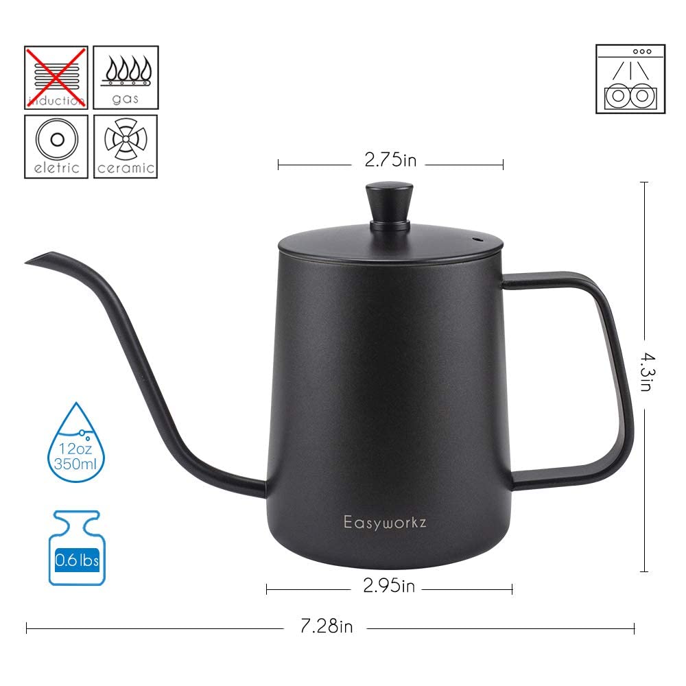 French Press and Gooseneck Pour Over Coffee Kettle 12 oz Stainless Steel I923
