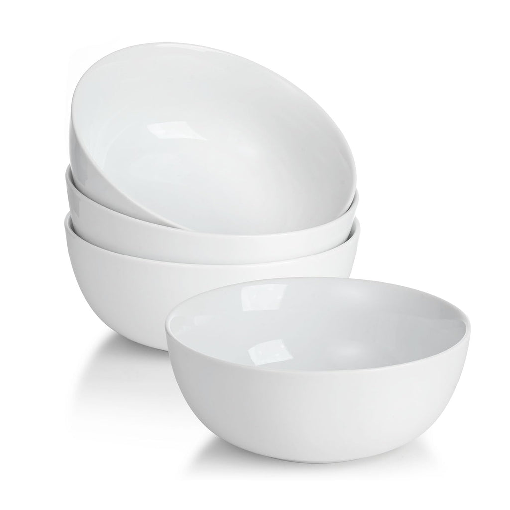 White Ceramic Soup Bowls Set of 4 K743