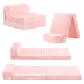 Pink Folding Sofa Bed with Removable Cover O609473