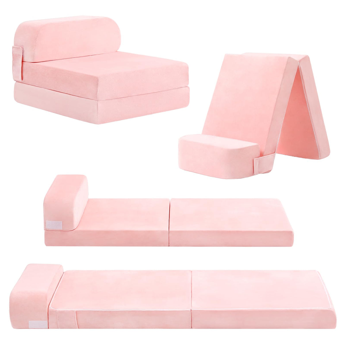Pink Folding Sofa Bed with Removable Cover O609473