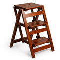 Solid Oak 3 Step Folding Ladder 330 lbs Capacity Wooden Step Stool L43798