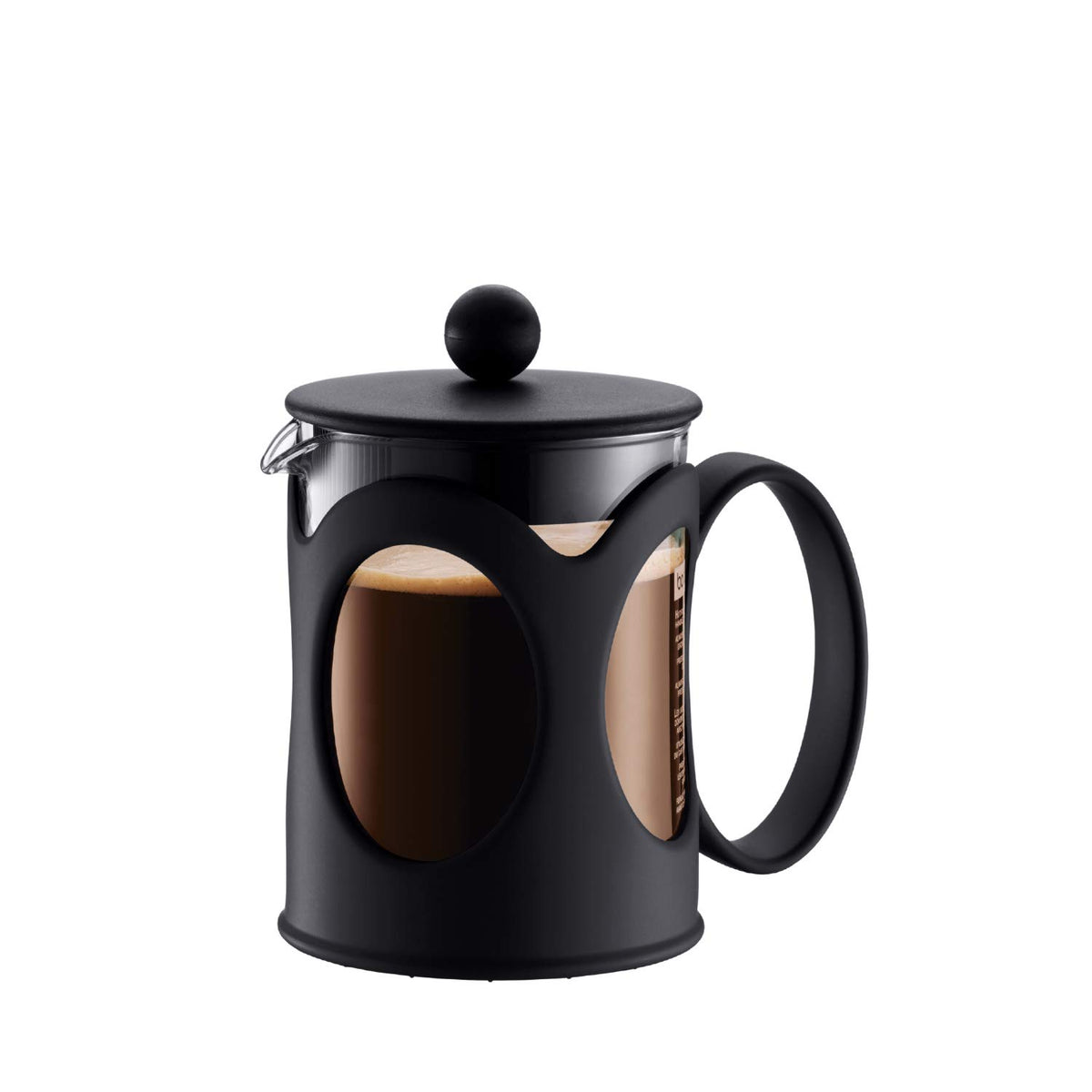 Black 4-Cup Borosilicate Glass French Press Coffee Maker V487
