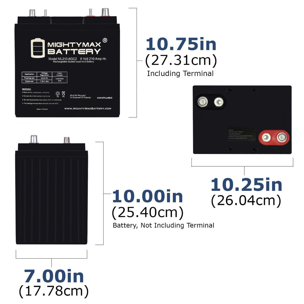 6 Volt 210 AH Rechargeable SLA AGM Battery H188250