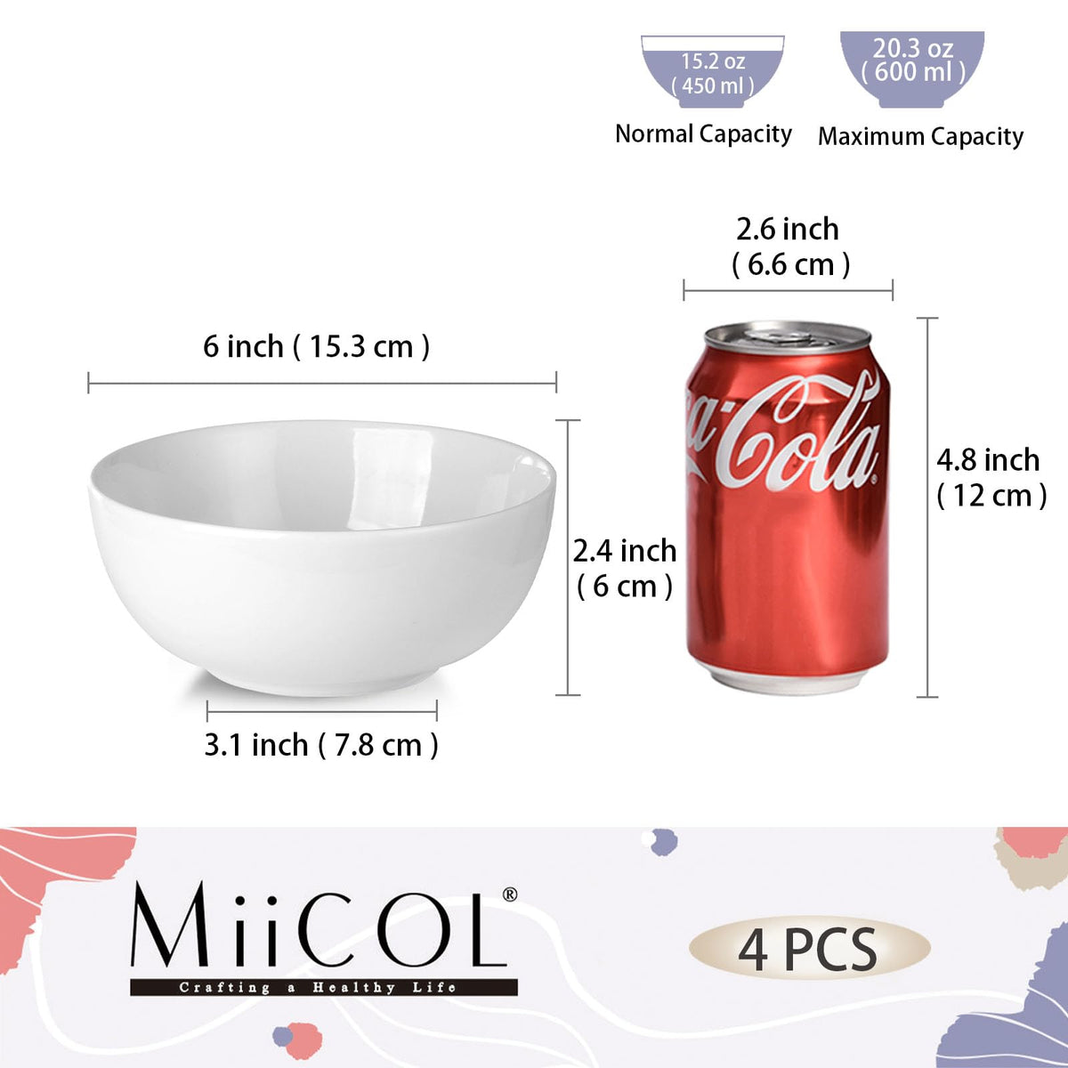 White Ceramic Soup Bowls Set of 4 K743