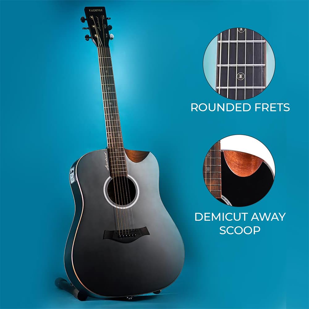 41” Black Spruce Wood Electro-Acoustic Guitar with Built-in Pickup V278