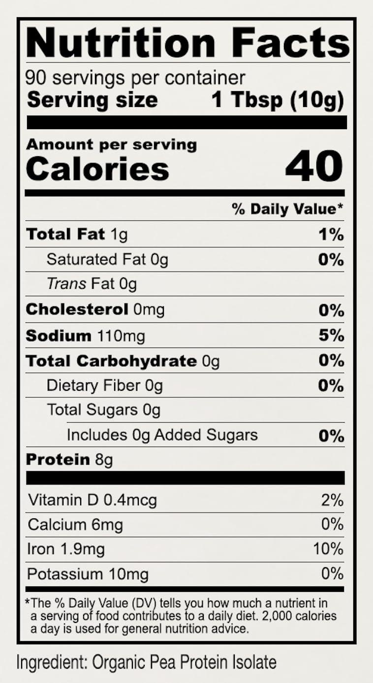 Organic Pea Protein Powder 2 lb Gluten Free Non GMO Unflavored Vegan L595