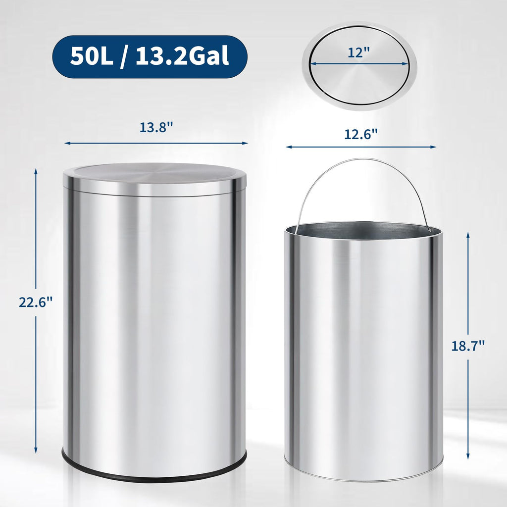 13.2 gal Stainless Steel Swing Top Trash Can V61712