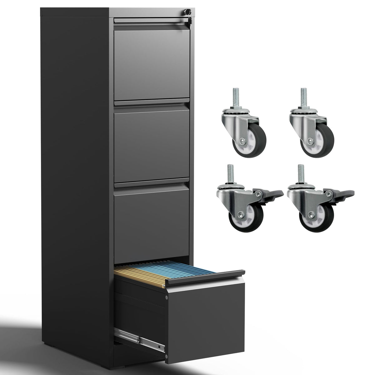 4 Drawer Locking File Cabinet with Wheels G18491
