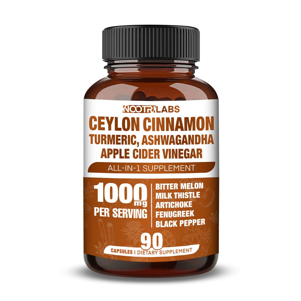 90 Vegan Capsules Ceylon Cinnamon Turmeric Apple Cider Vinegar Ashwagandha X24014