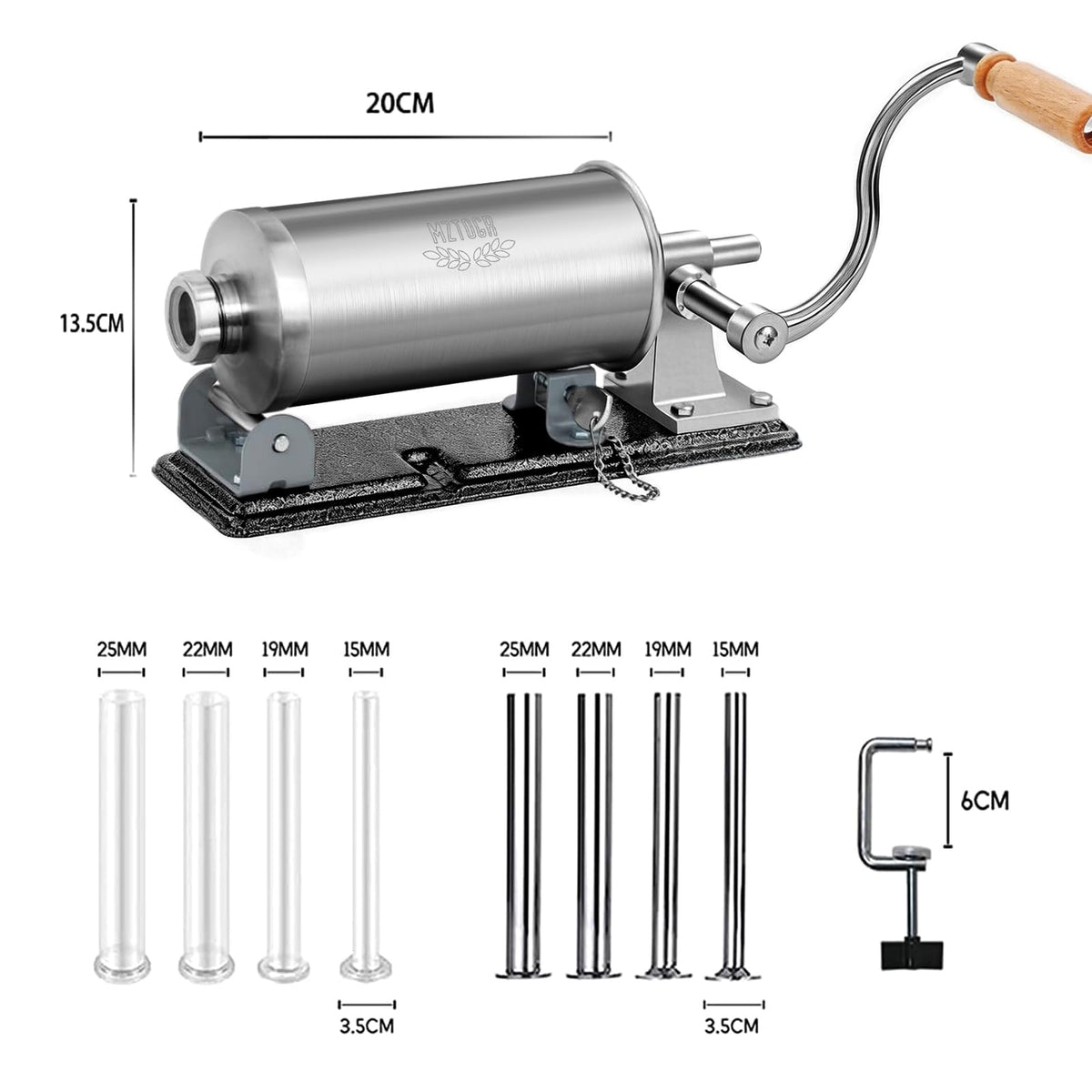 2.5LB Steel Sausage Stuffer with 8 Stuffing Tubes G17985