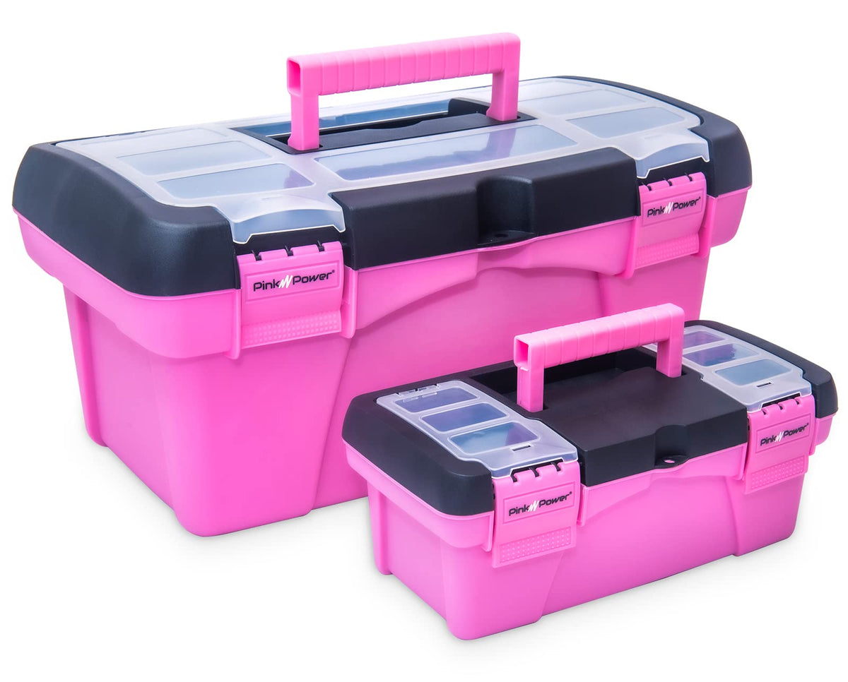Pink Plastic Tool Box with Handle 2 Pack H9697