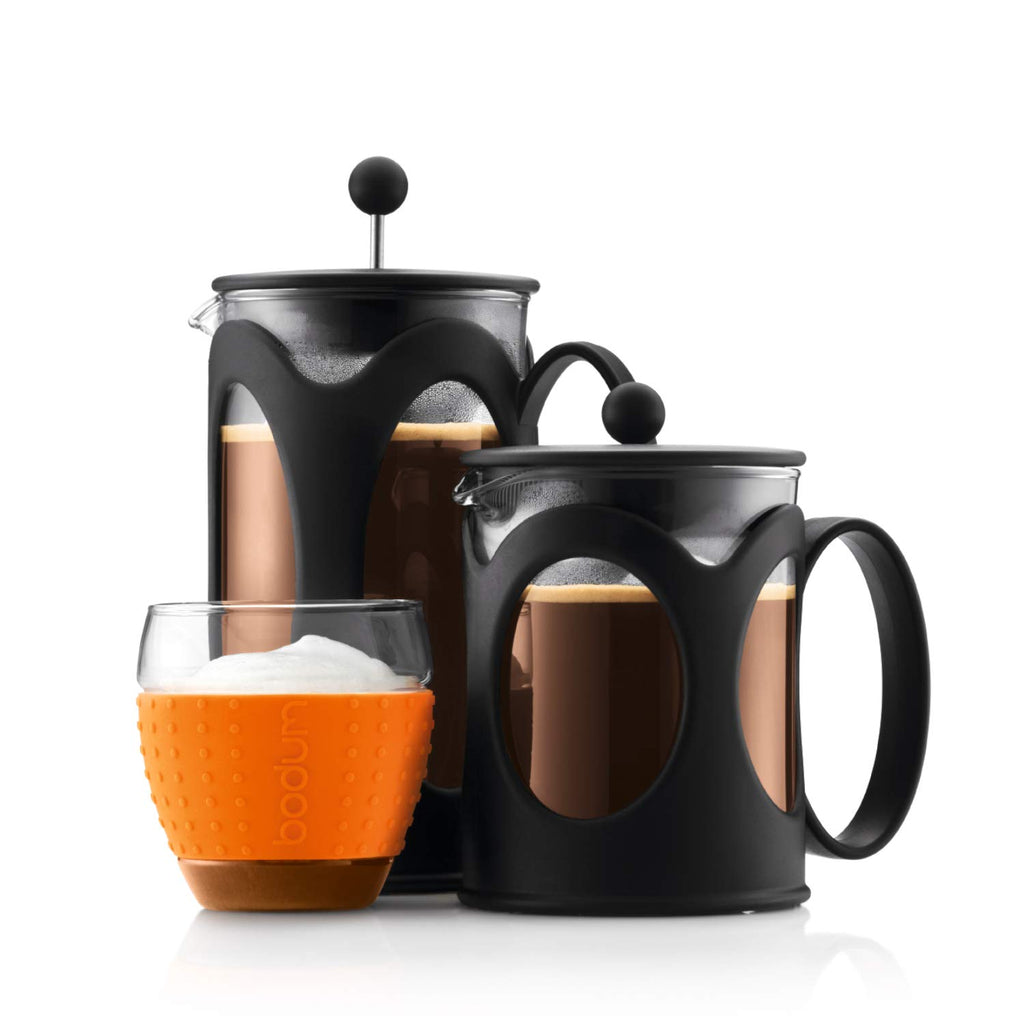 Black 4-Cup Borosilicate Glass French Press Coffee Maker V487