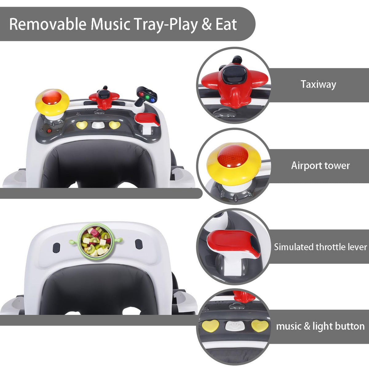 5 in 1 Baby Activity Walker with Wheel, Music & Lights Q40816