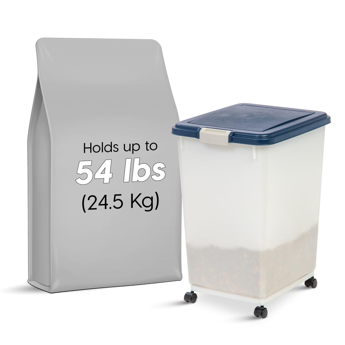 Dog Food Storage Container Up to 54 lbs Navy Pearl P253