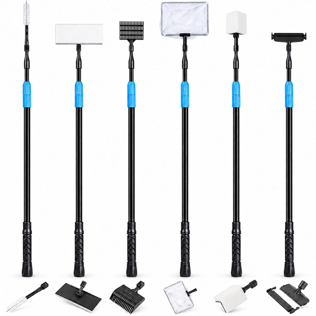 6 in 1 Aquarium Cleaning Tool Kit with Telescopic Long Handle C571