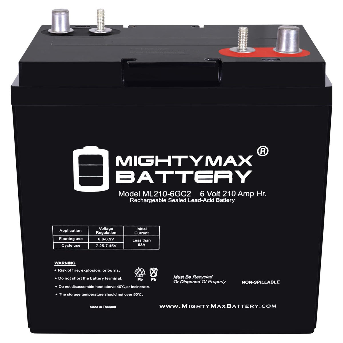 6 Volt 210 AH Rechargeable SLA AGM Battery H188250