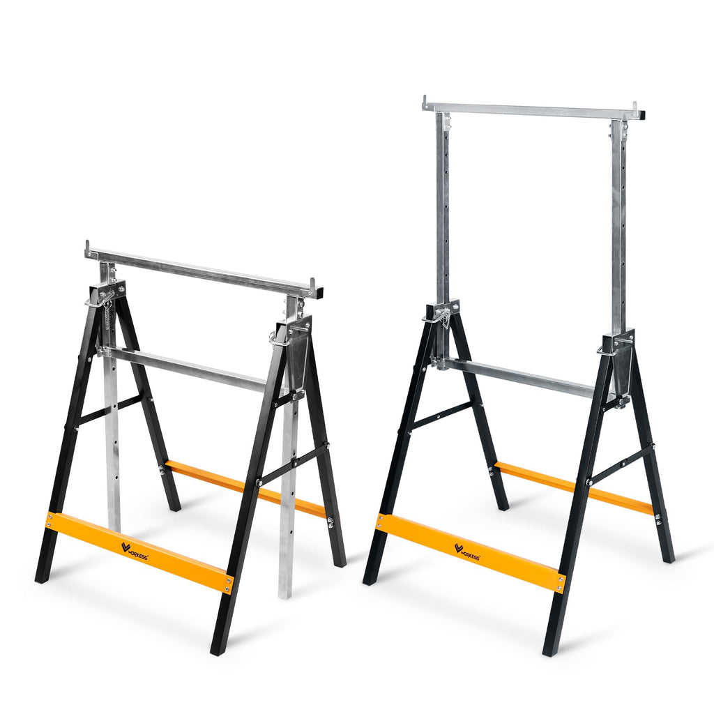 Metal Saw Horses 2 Pack Folding Heavy Duty 880 lbs Adjustable L767