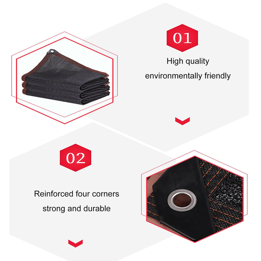90% UV Resistant Black Shade Cloth with Grommets 5x9m A8541