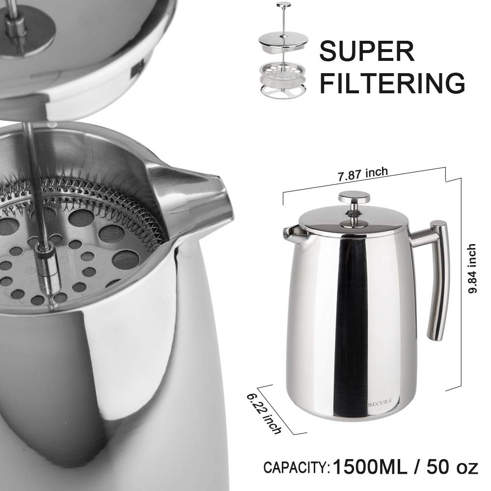 50-Ounce Stainless Steel Insulated French Press X226