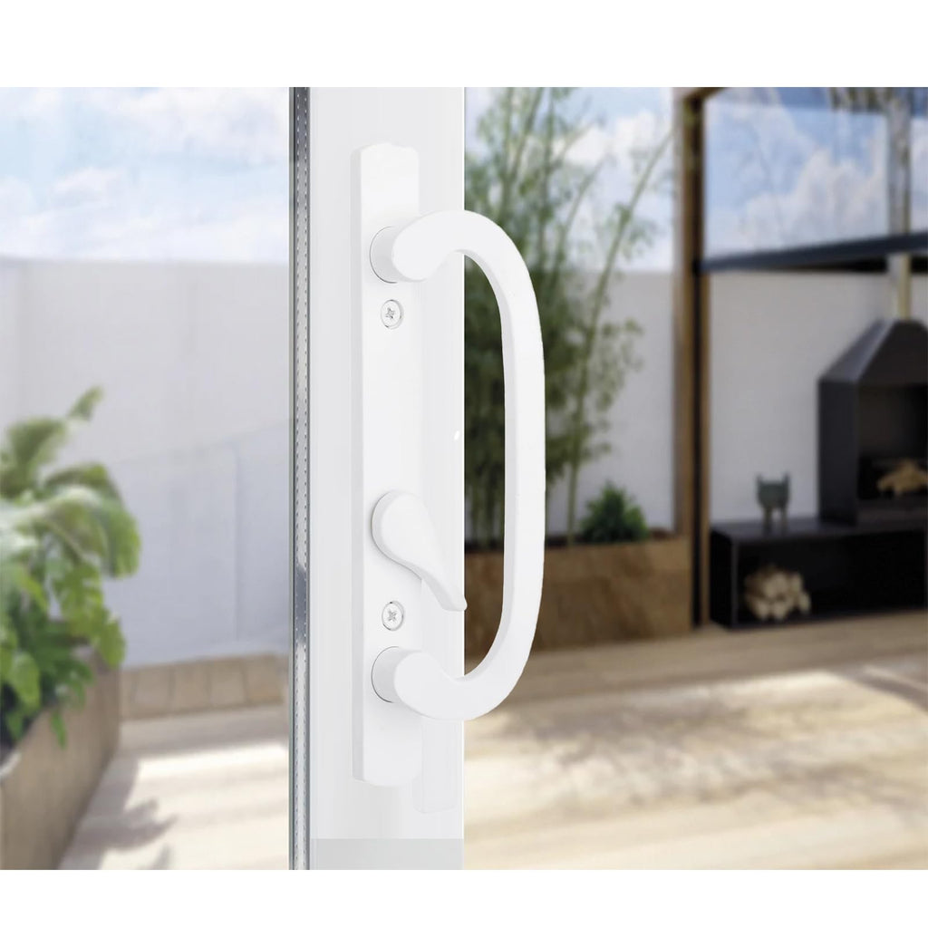 Sliding Patio Door Handleset with Mortise and Keeper Assembly White Zinc Alloy R588523