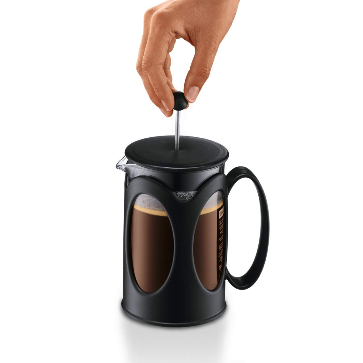 Black 4-Cup Borosilicate Glass French Press Coffee Maker V487
