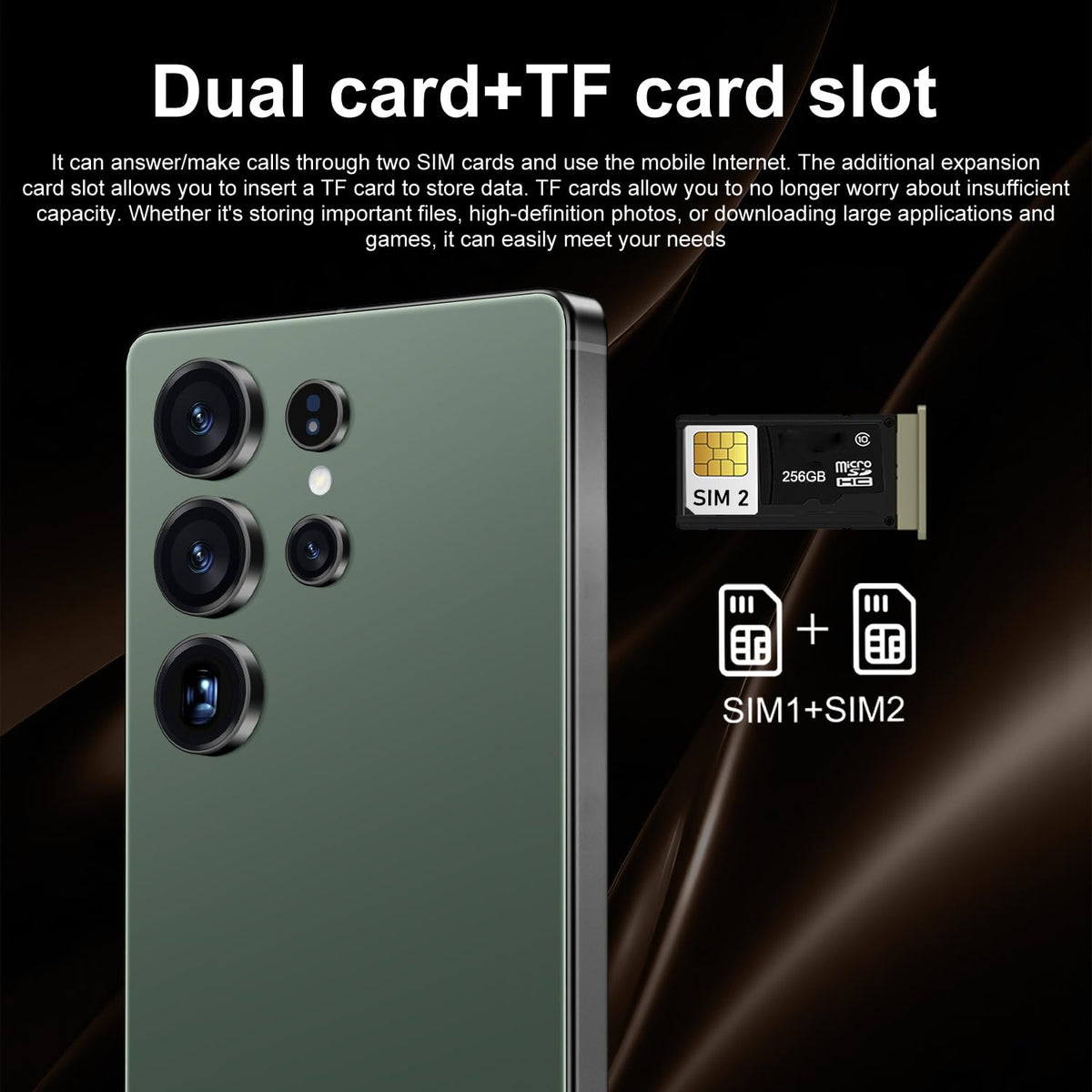 Unlocked 4G Smartphone 6.6" HD Display 4GB+32GB Dual SIM Android 12.0 Black A77550