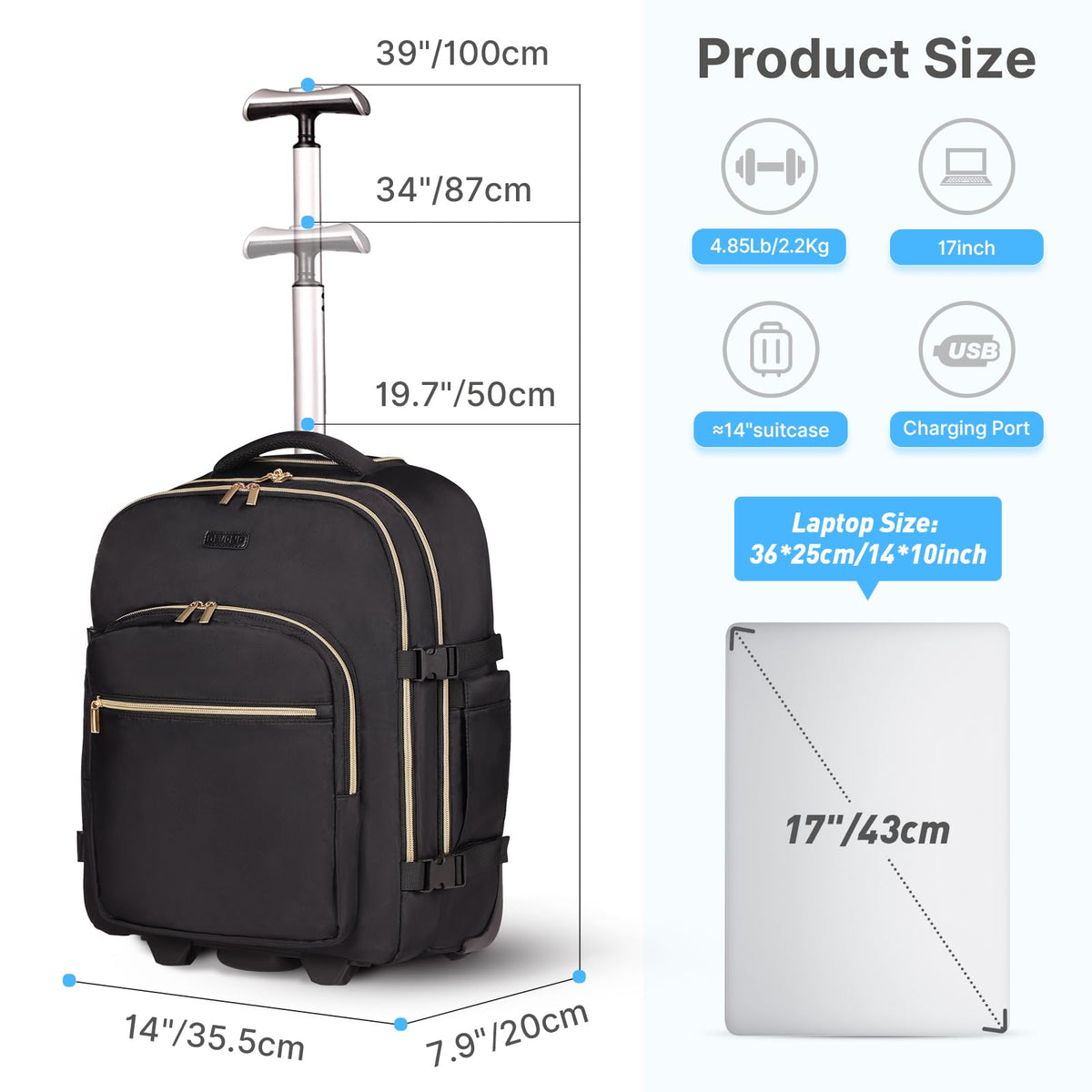 Rolling Backpack with Wheels X390