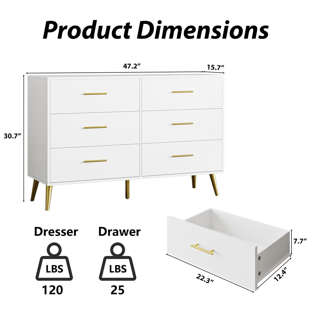White 6 Drawer Dresser N125022
