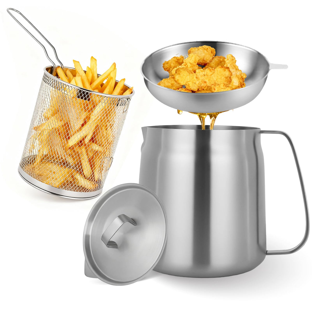 304 Stainless Steel Deep Fryer with Basket Y36724