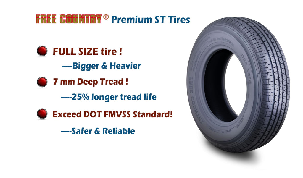 Trailer Tire Wheel ST205/75R15 8-Ply 5X4.5 White Spoke C39116