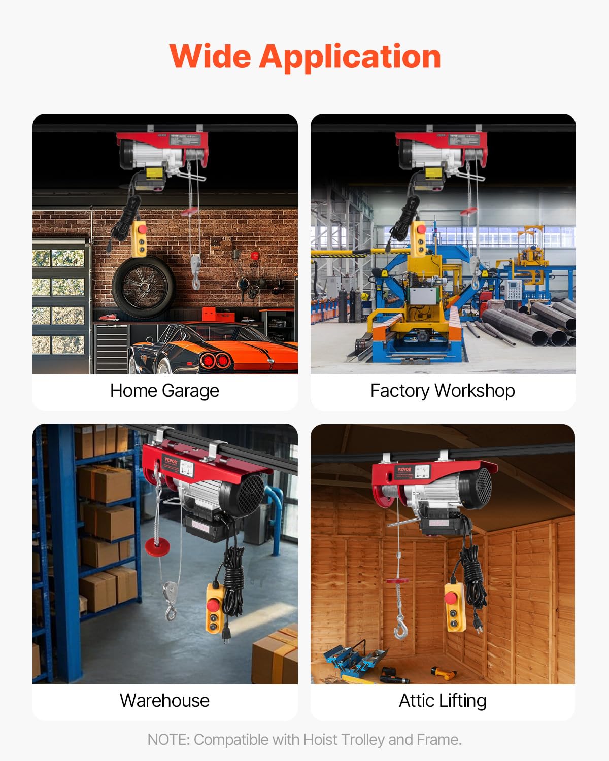 1320 lbs 120V Electric Hoist with Wireless Remote I16051