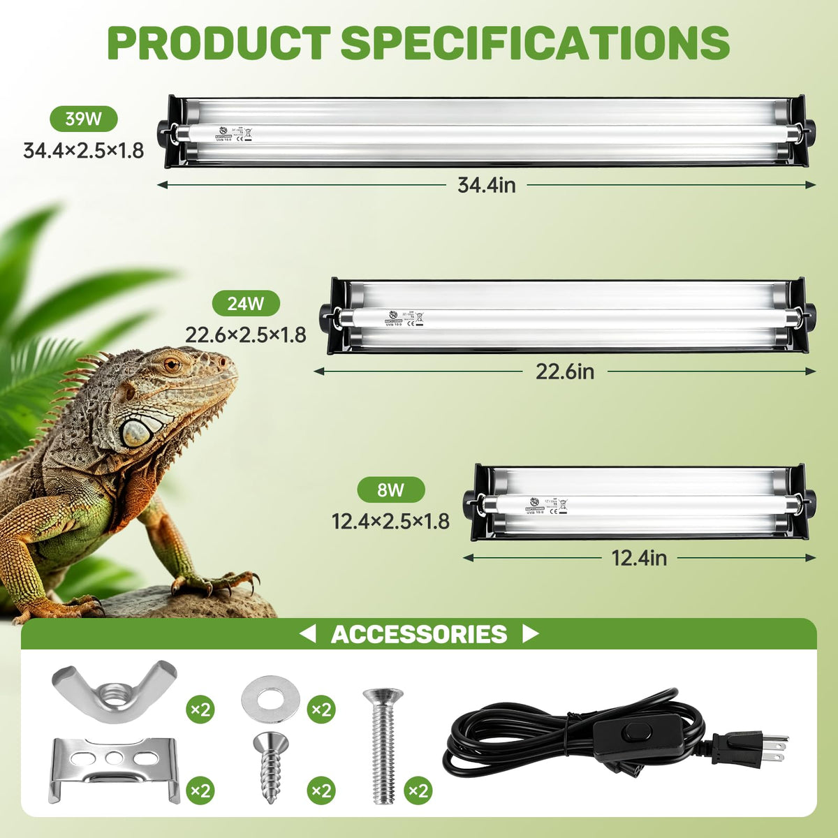 39W 10.0 UVA UVB Reptile Light Fixture Q138