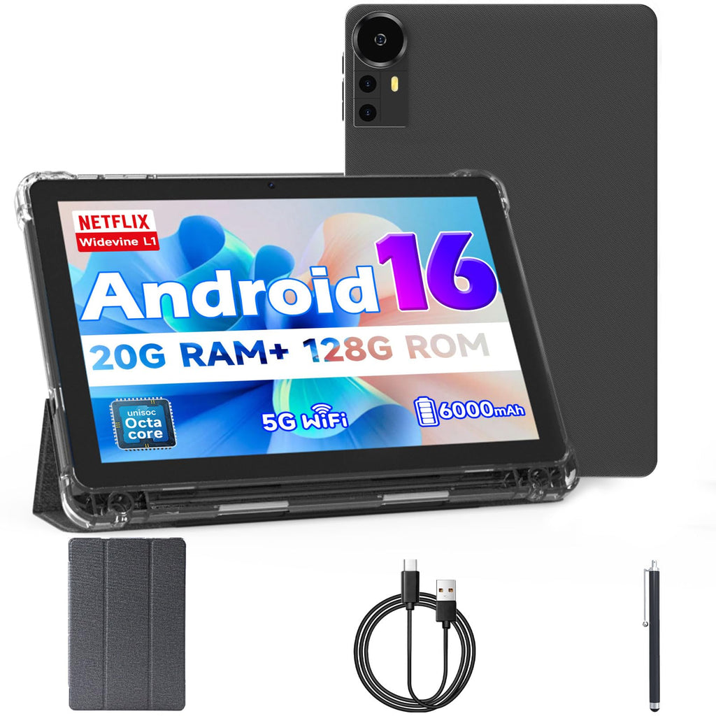 10 inch Tablet 20GB RAM 128GB ROM Octa-Core with Case and Stylus Black D9234