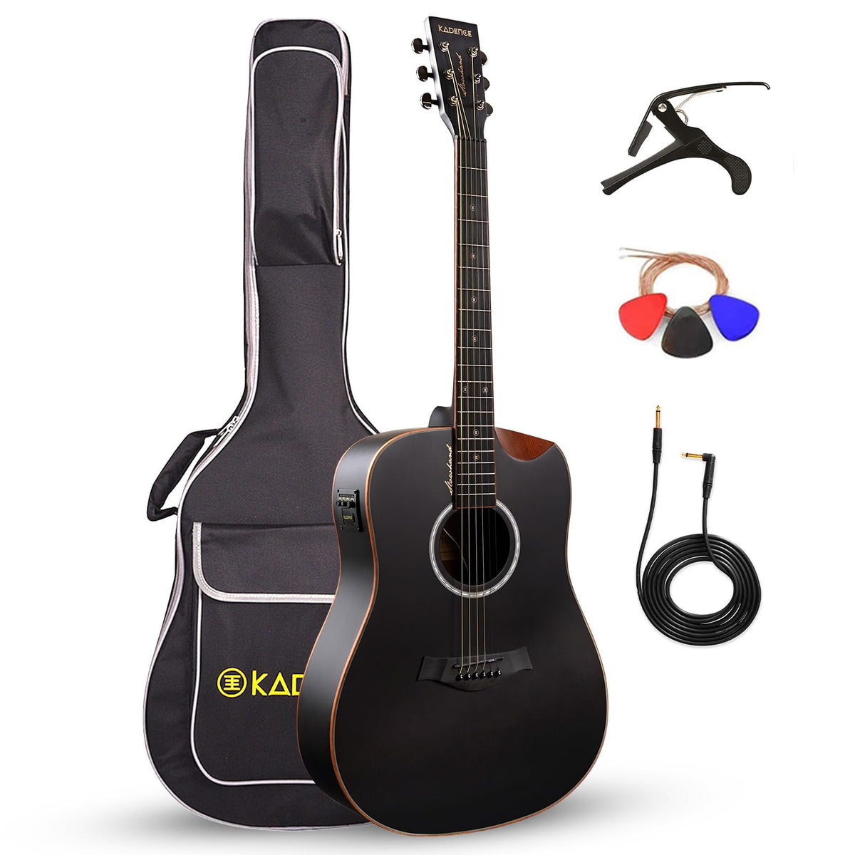 41” Black Spruce Wood Electro-Acoustic Guitar with Built-in Pickup V278