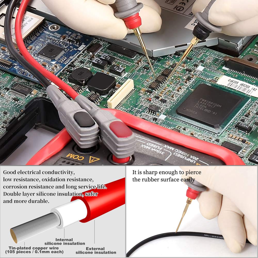25-Piece Multimeter Leads Kit with Probes, Alligator Clips, Test Hooks and Back Probe Pins M762206