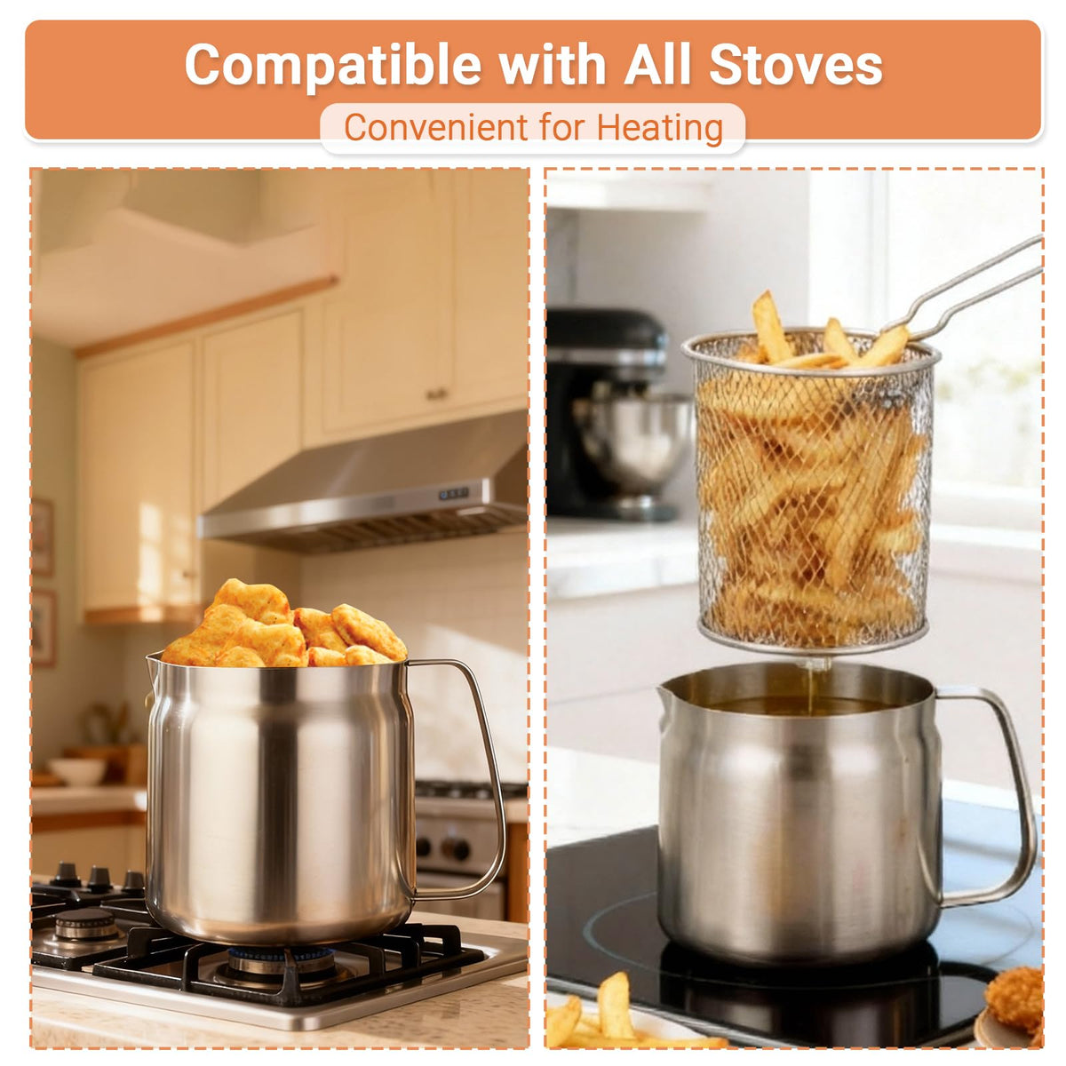 304 Stainless Steel Deep Fryer with Basket Y36724