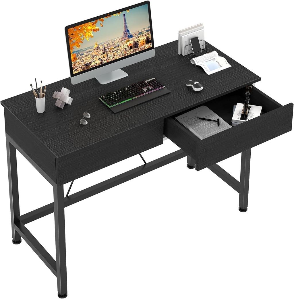 Black Wooden Computer Desk with Drawers W342038