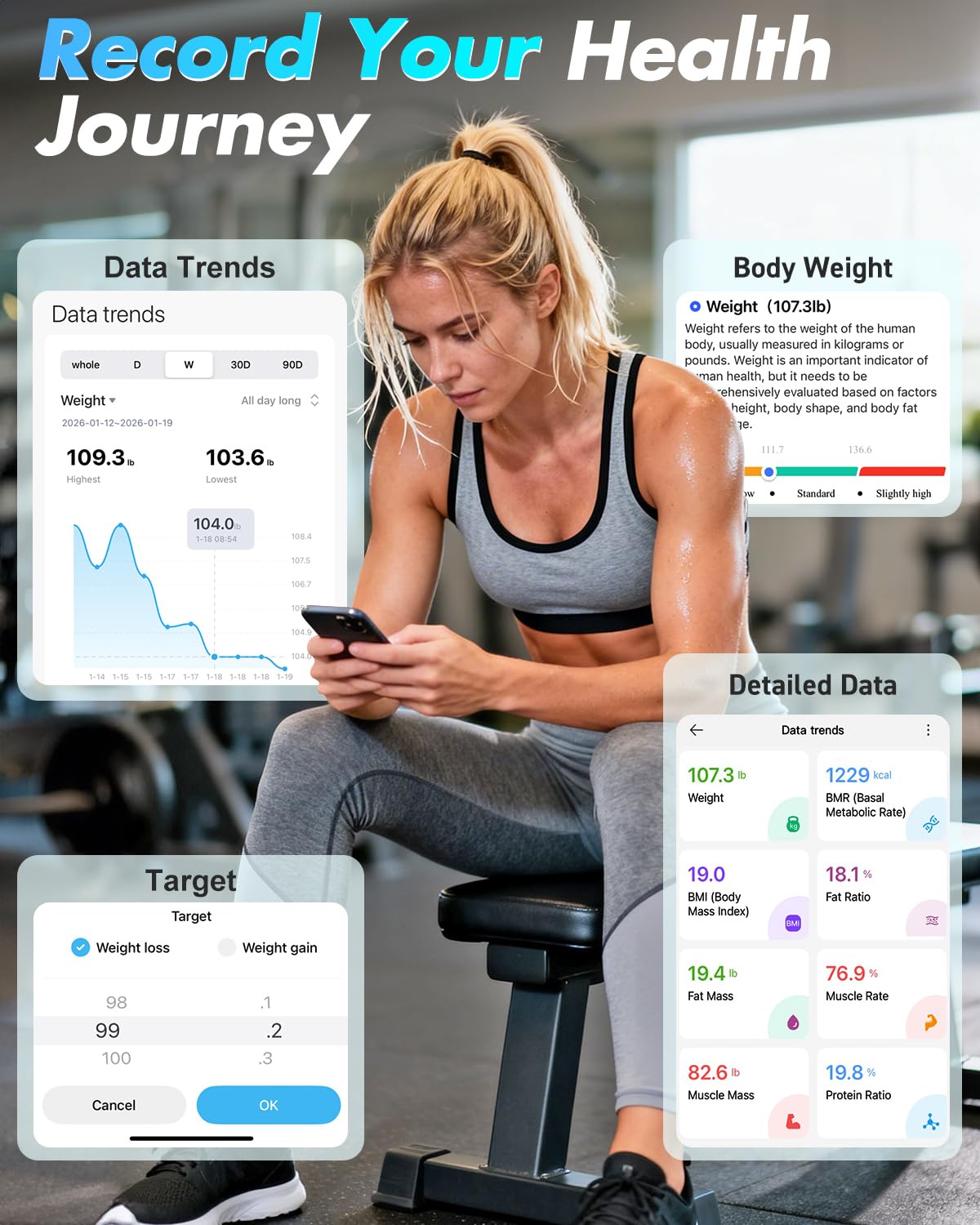 Body Weight Body Fat & BMI Scale A73463