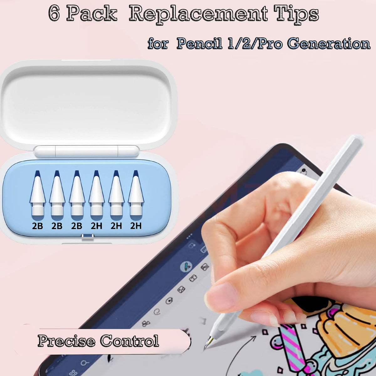 6 Pack Replacement Pencil Tips with Case Y55147