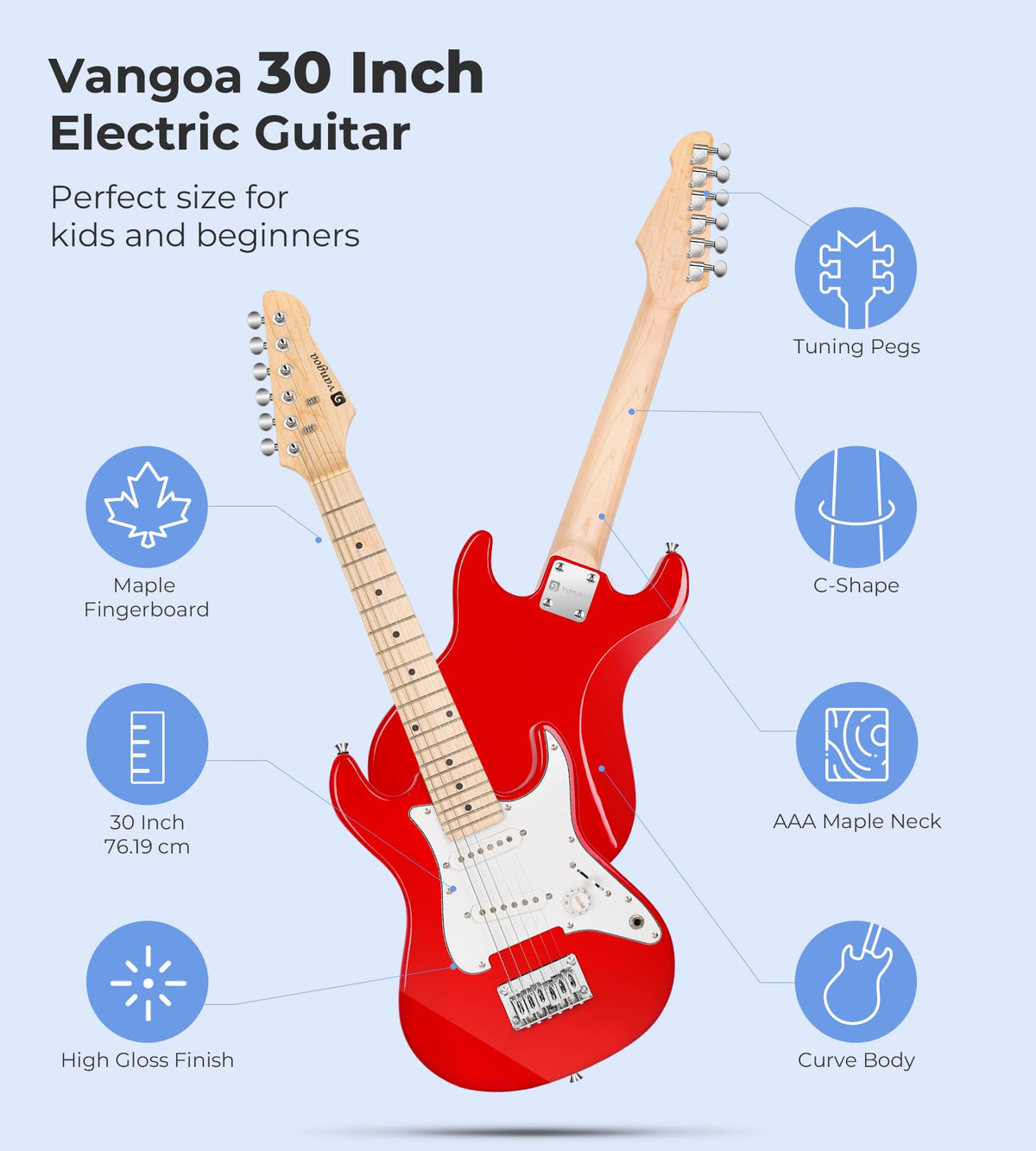 30 Inch Kids Electric Guitar Starter Kit with Amp Red G8398