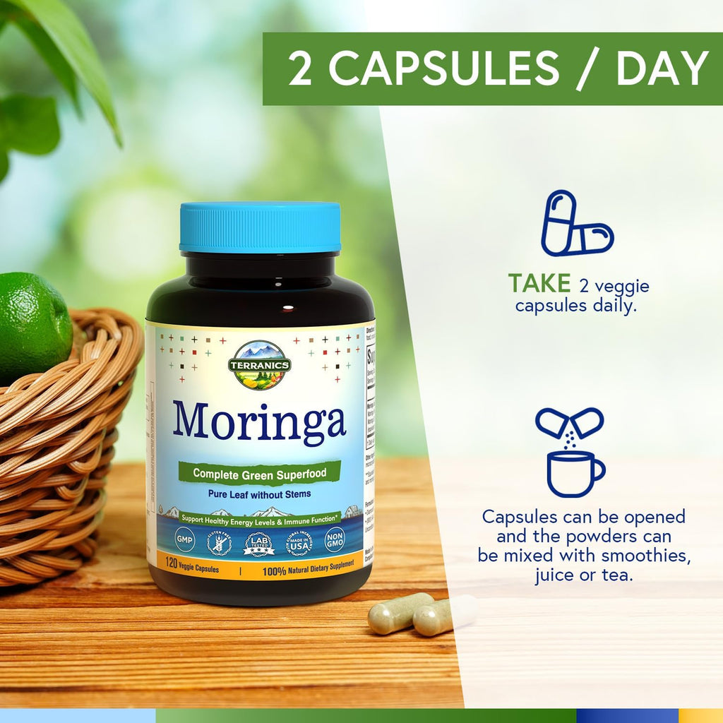 Moringa Oleifera Leaf Powder 120 Vegan Caps U856