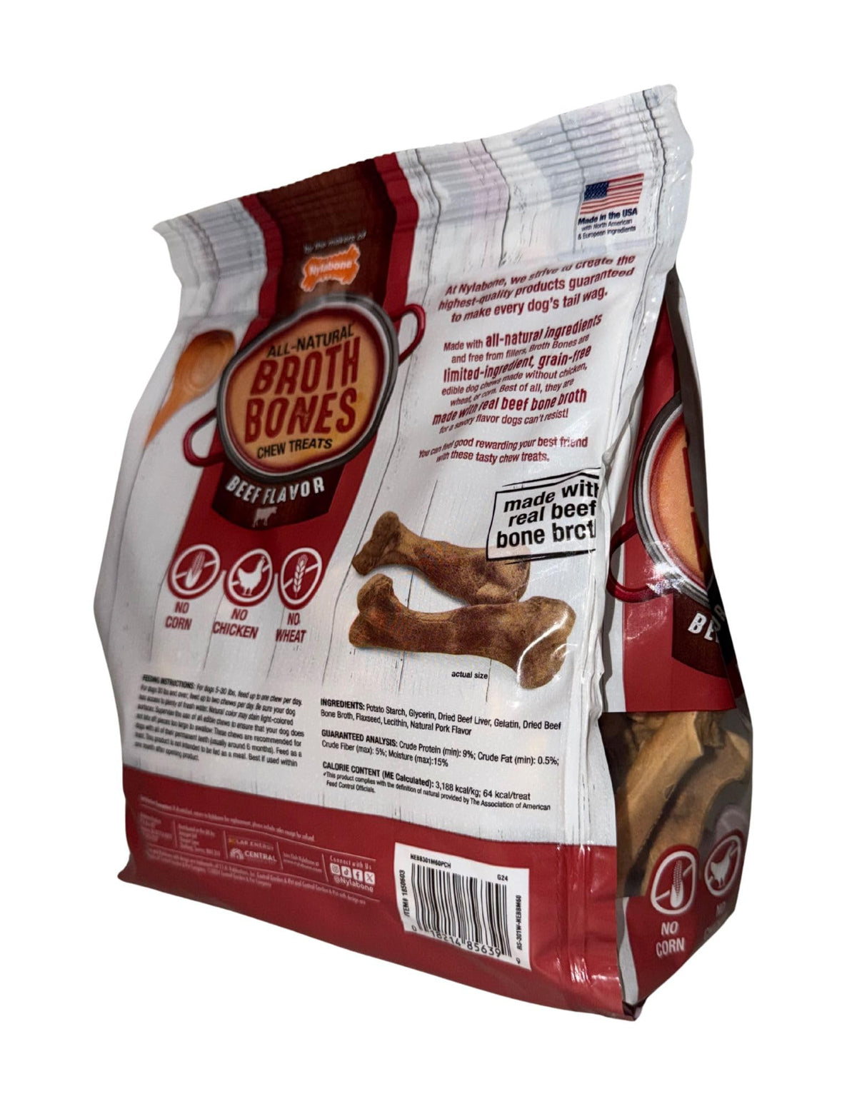 Beef Broth Bones Dog Treats 60 Count 2.6 Lb V484