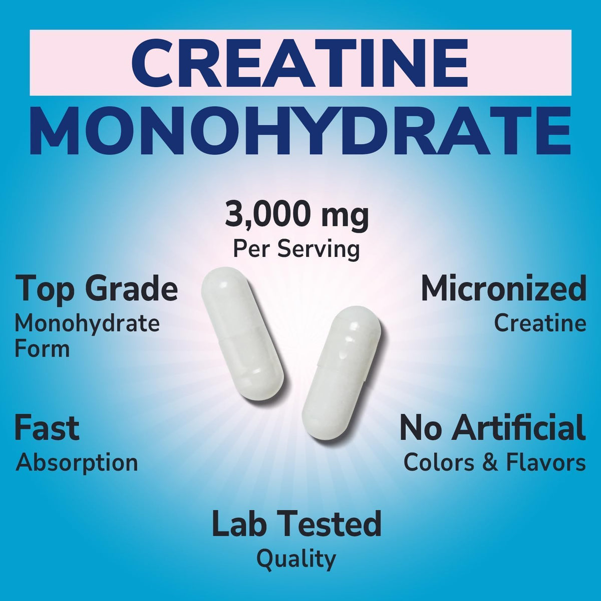 Micronized Creatine Monohydrate 3000 mg 120 Capsules D528