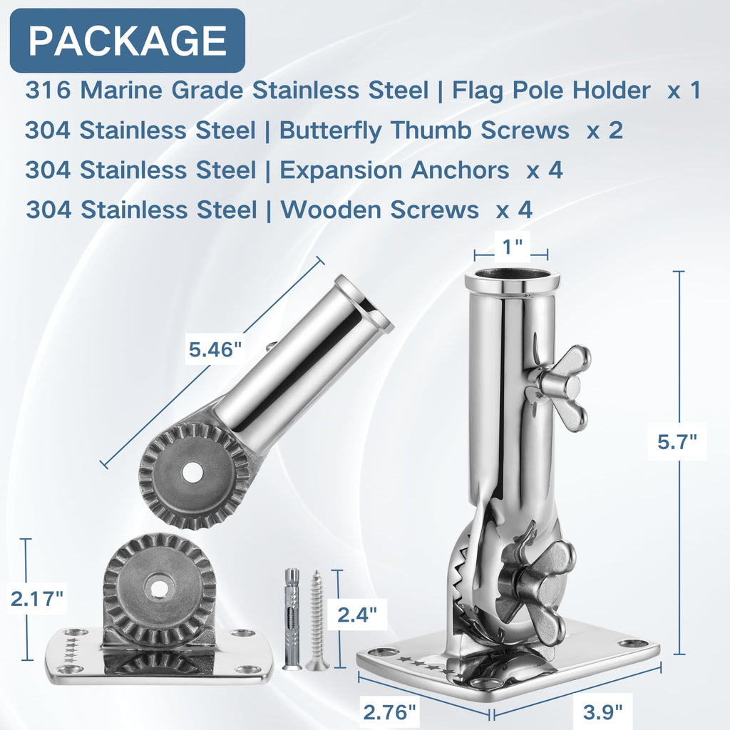 316 Stainless Steel Adjustable Flag Pole Holder N612848