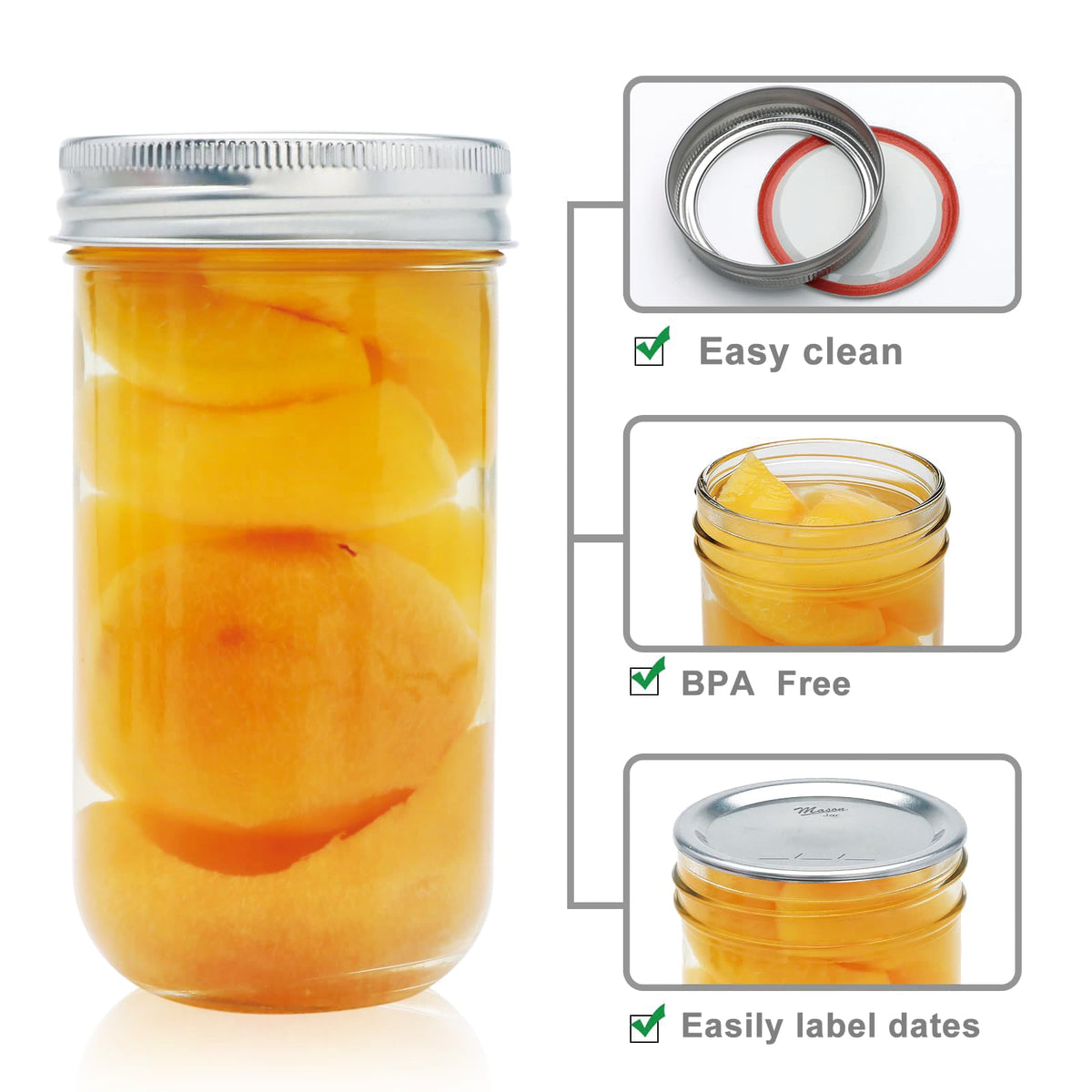 24 Pack 12 oz Mason Jars with Lids U1615