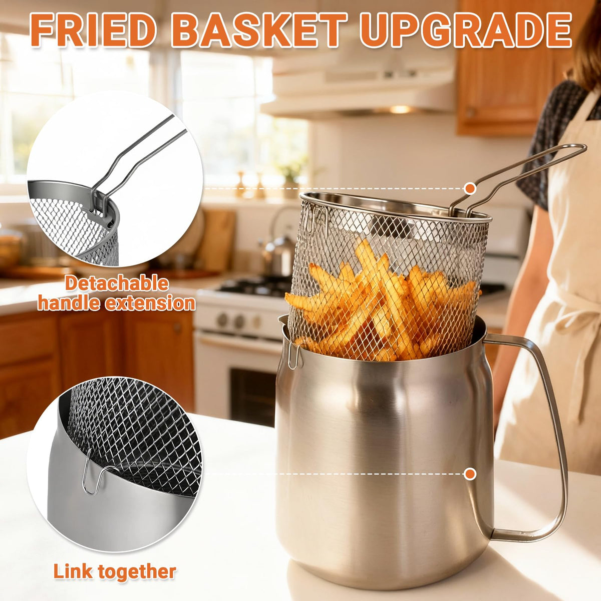 304 Stainless Steel Deep Fryer with Basket Y36724
