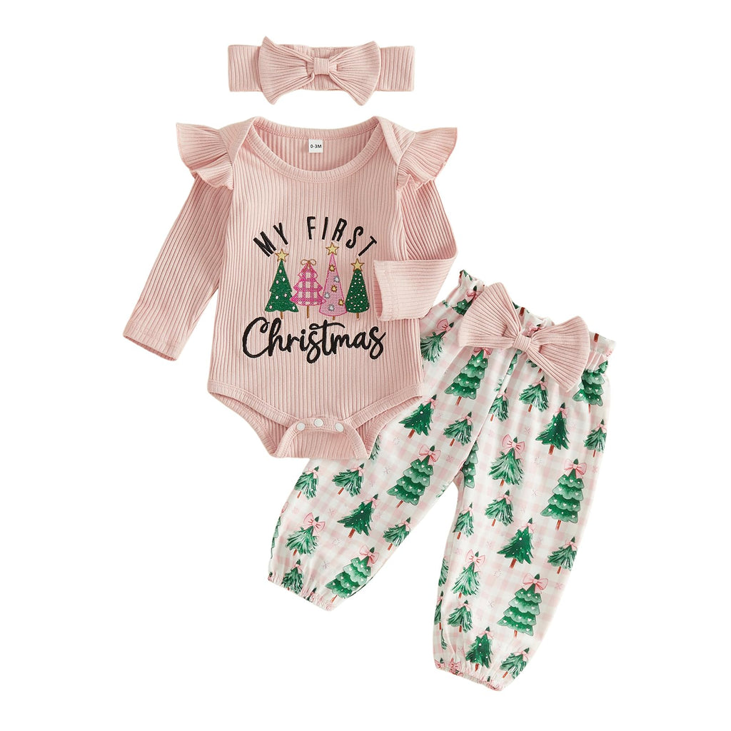 Newborn Baby Girl Christmas Outfit Romper Pants Set M439