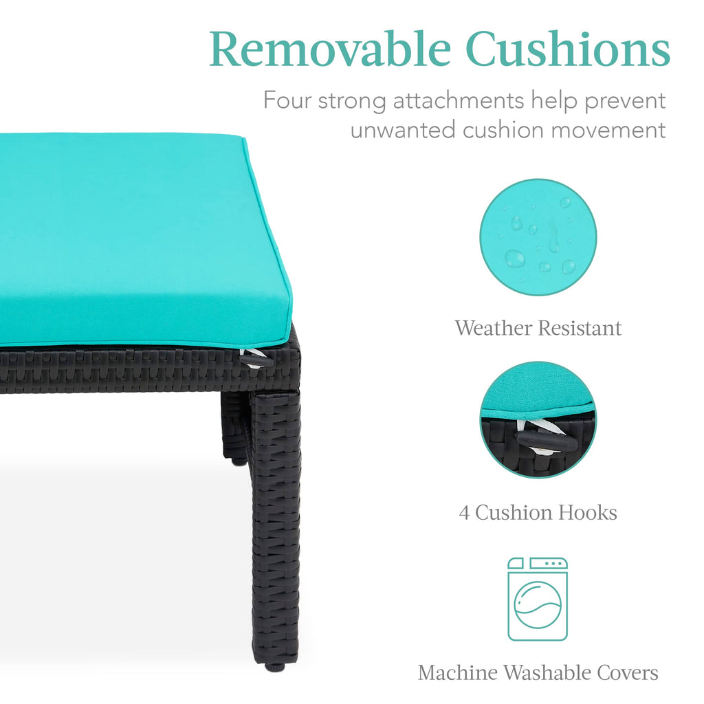 Set of 2 Wicker Ottomans with Removable Cushions V91561
