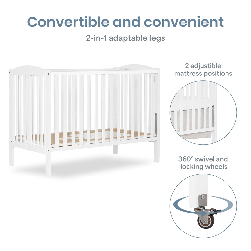 Full Size 2-in-1 Folding Baby Crib White N727537