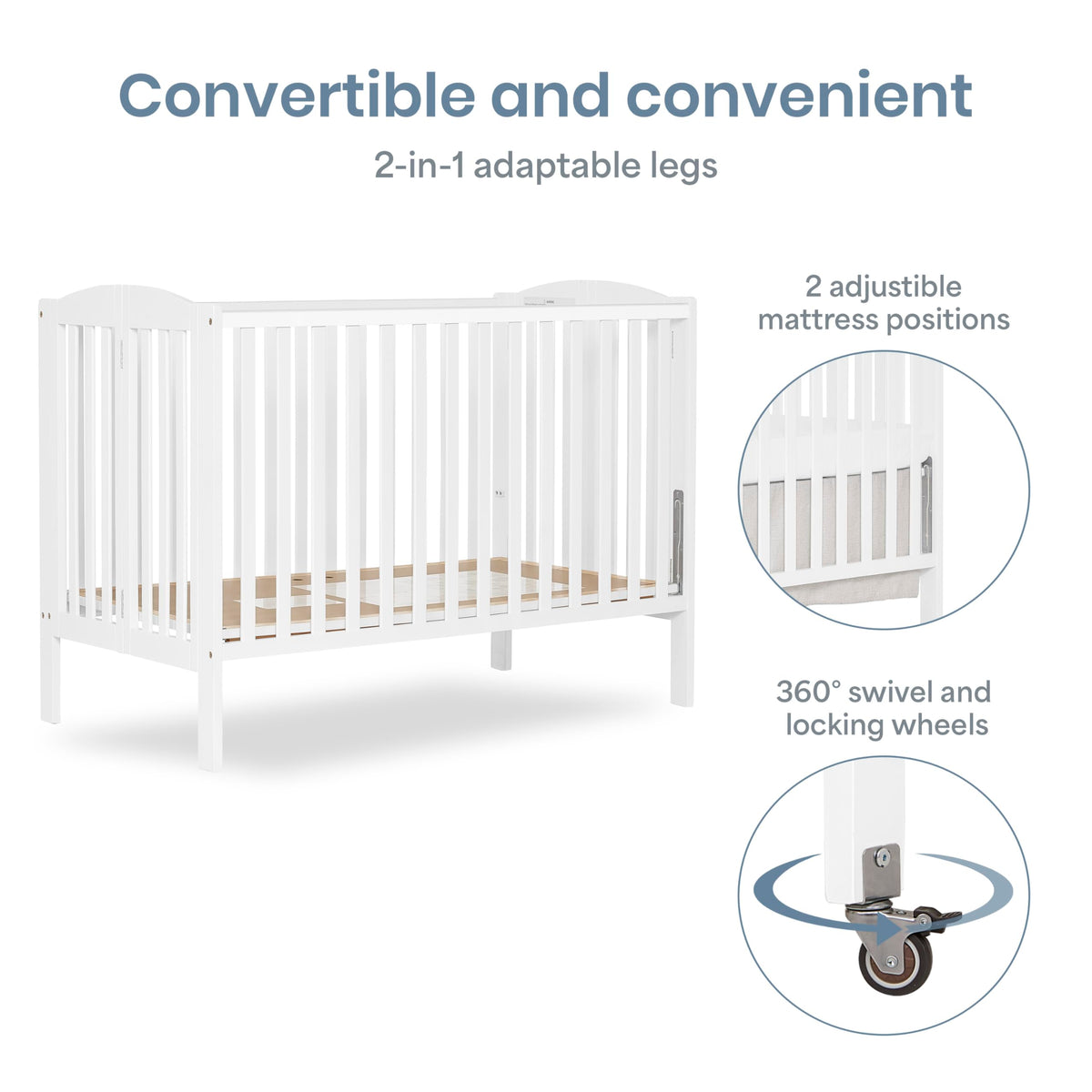 Full Size 2-in-1 Folding Baby Crib White N727537